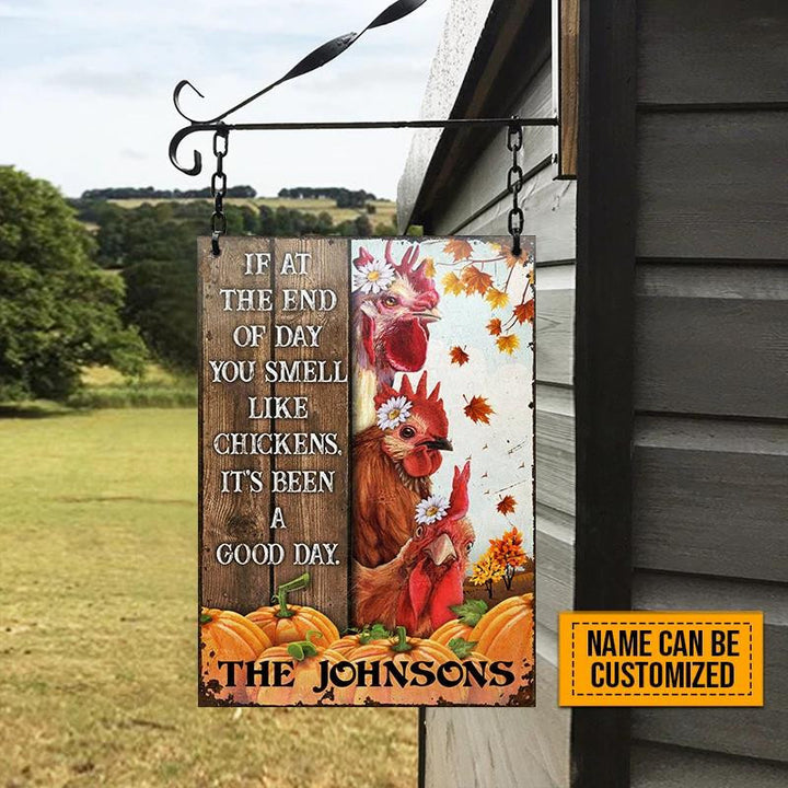 Chicken Poultry Farm Autumn Homestead Rectangle Metal Sign Custom Name