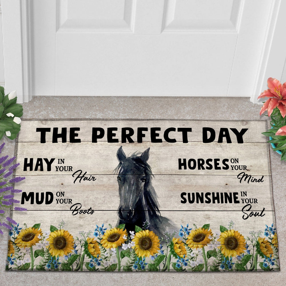 Horse The Perfect Day Doormat, Farmhouse Doormat, Welcome Mat