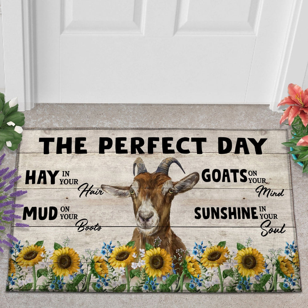 Goat The Perfect Day Doormat, Farmhouse Doormat, Welcome Mat