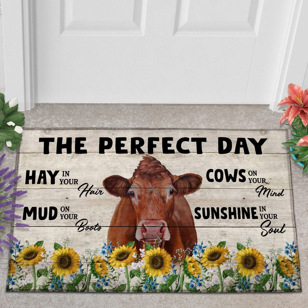 Beefmaster The Perfect Day Doormat, Farmhouse Doormat, Welcome Mat