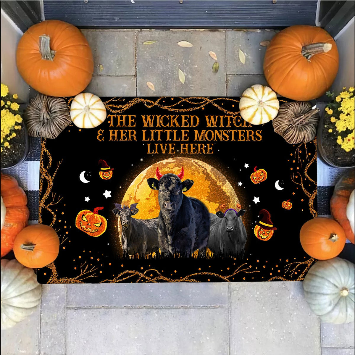 Black Angus - The Wicked Witch And Her Little Monsters Live Here Doormat
