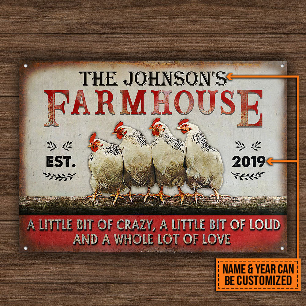 Customized Name Chicken Farmhouse A Little Bit Loud All Printed 3D Metal Sign