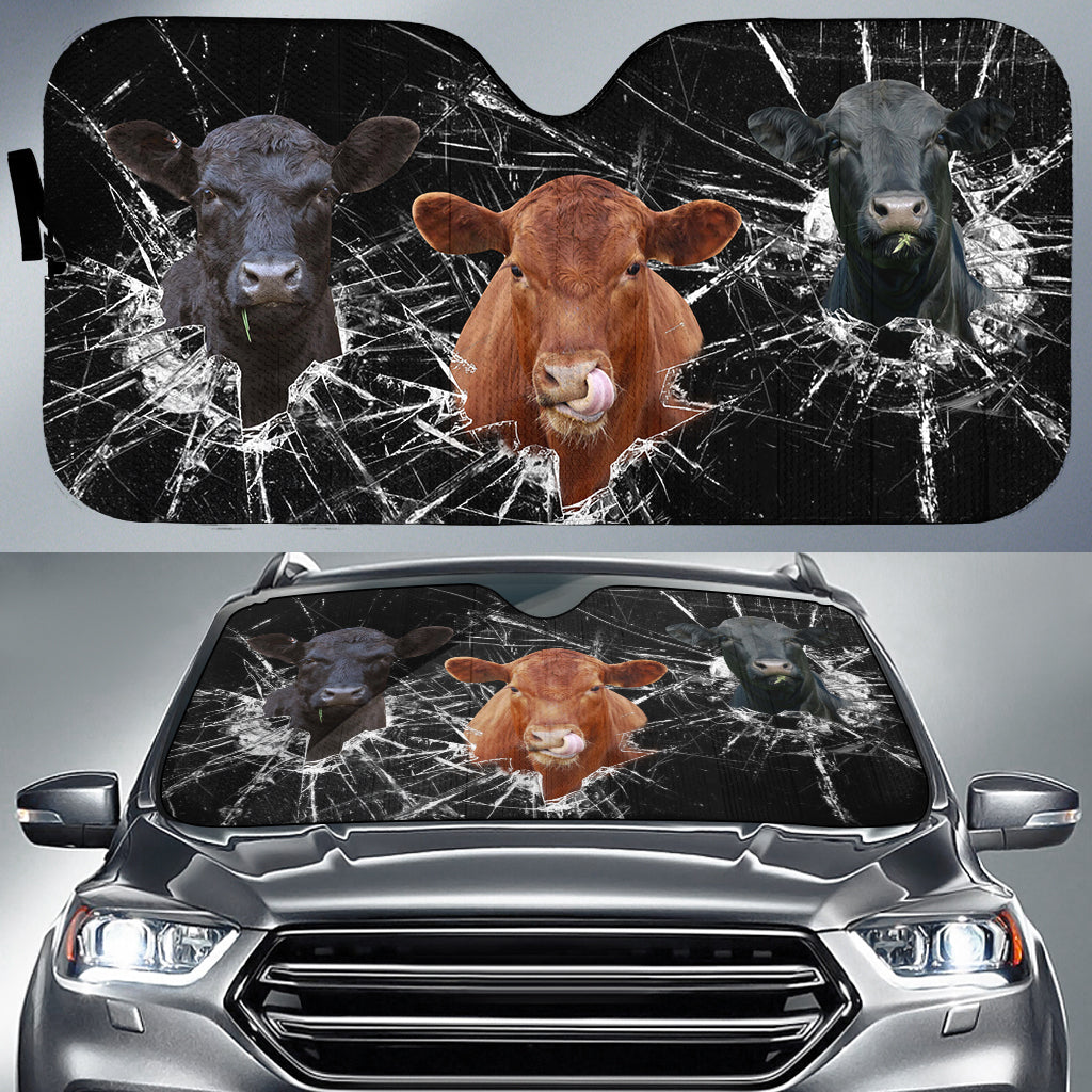 Angus & Red Angus Broken Glasses 3D Sun Shade