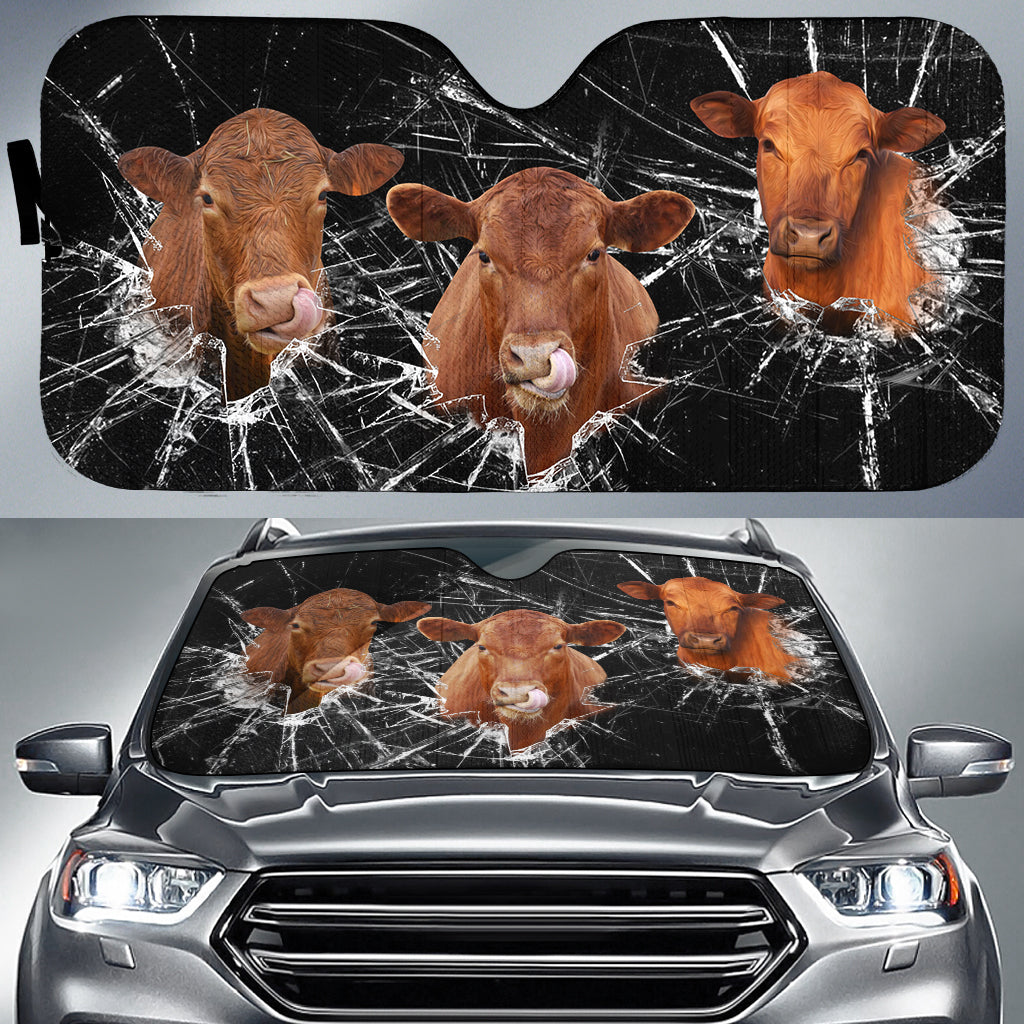Red Angus Broken Glasses 3D Sun Shade