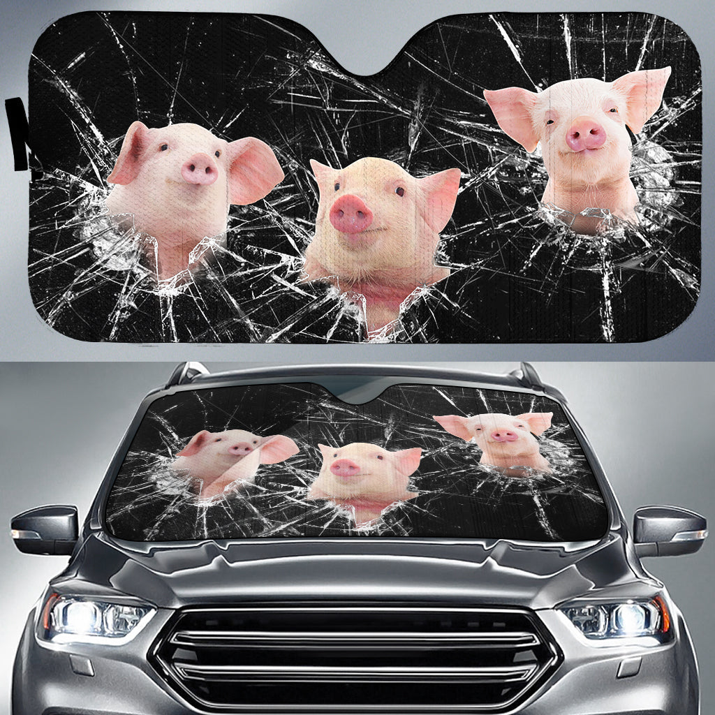 Pig Broken Glasses 3D Sun Shade