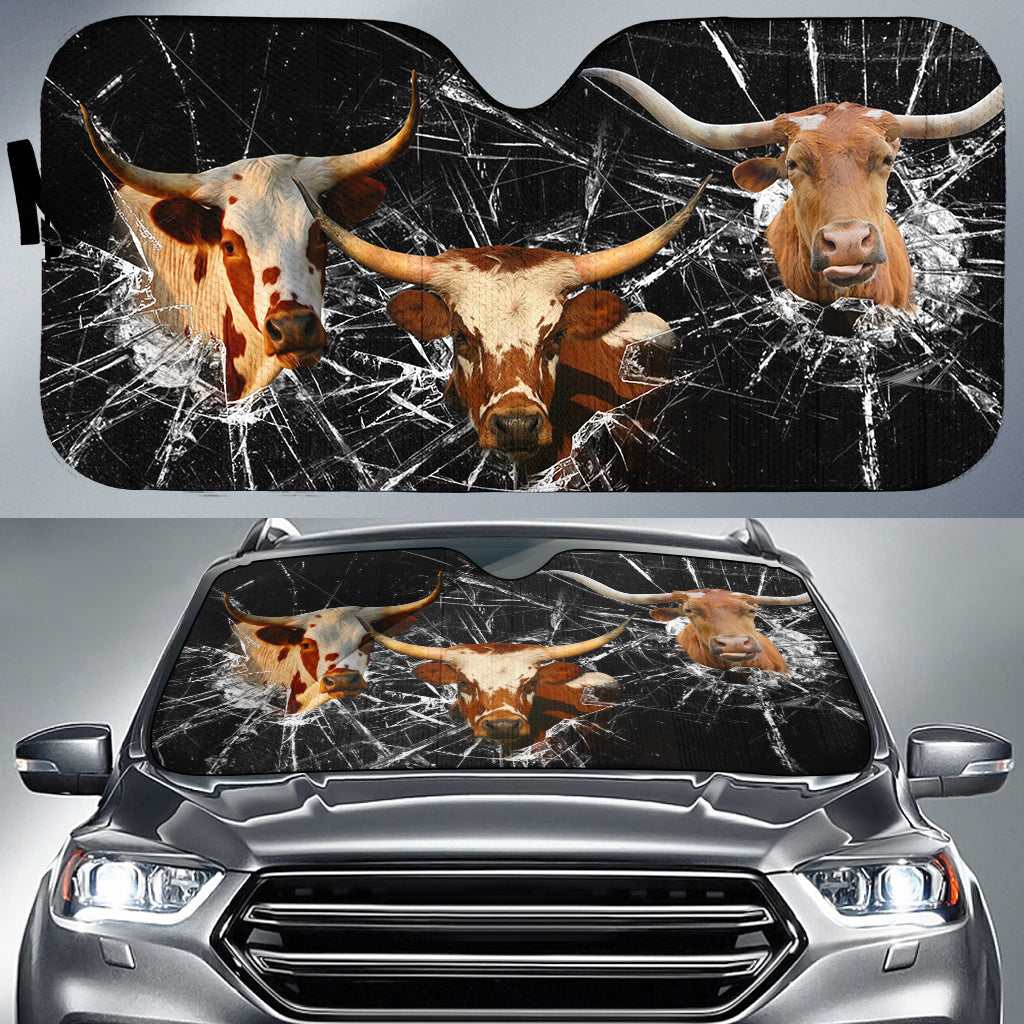 Texas Longhorn Broken Glasses 3D Sun Shade