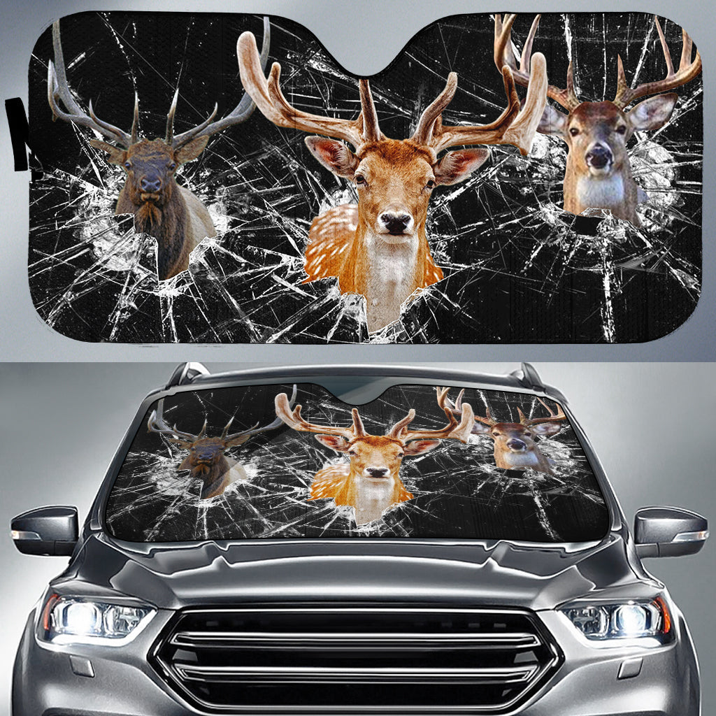 Deer Broken Glasses 3D Sun Shade