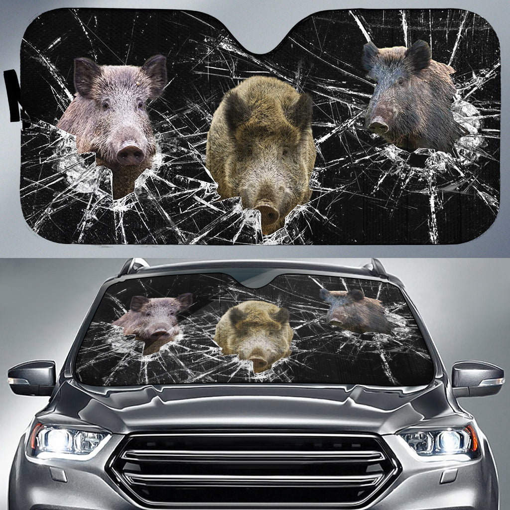 Boar Broken Glasses 3D Sun Shade