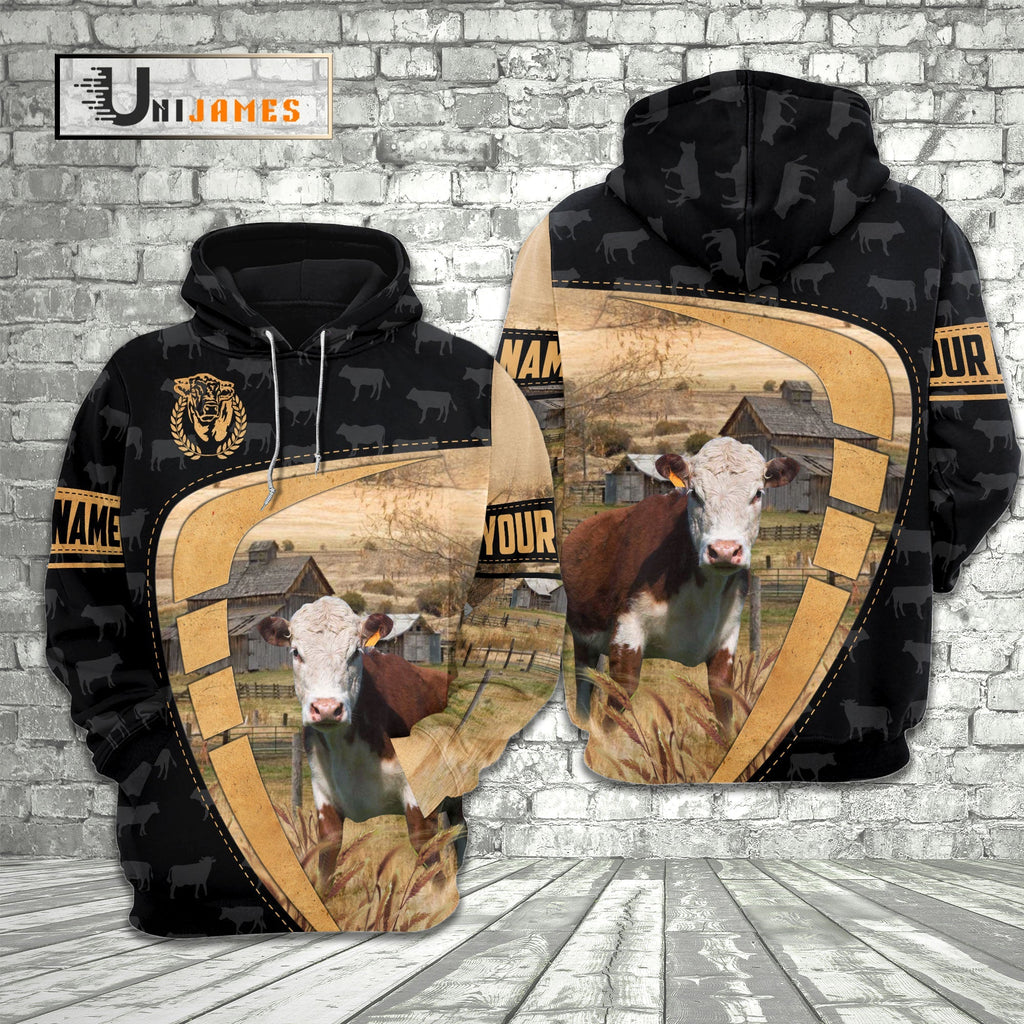 Hereford Yellow Black Customized Name 3D Hoodie