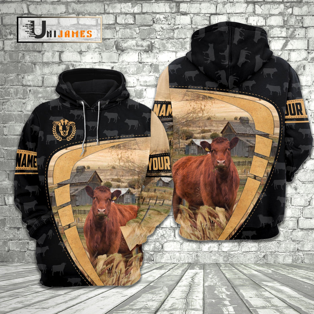 Red Angus Yellow Black Customized Name 3D Hoodie