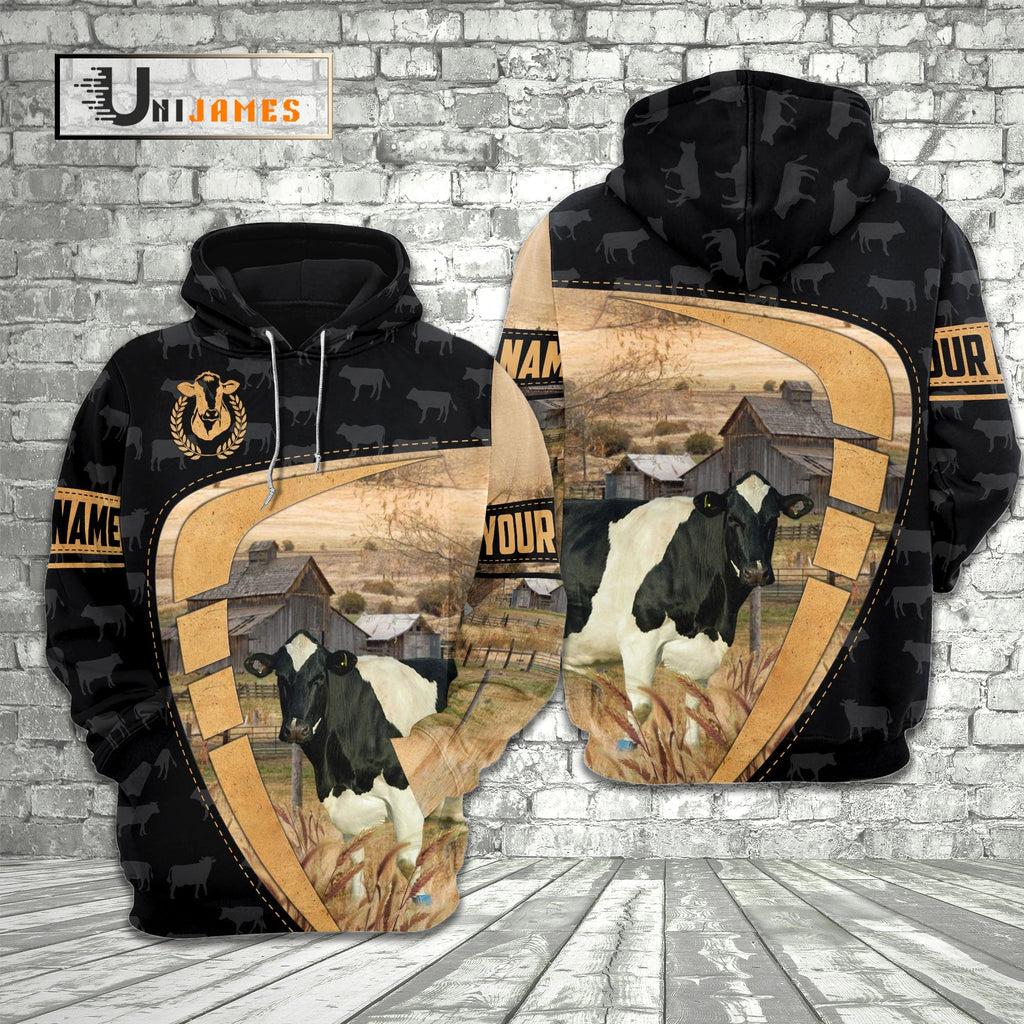 Holstein Yellow Black Customized Name 3D Hoodie