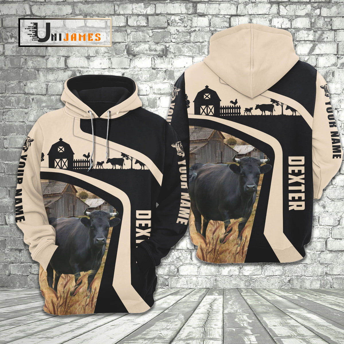 Dexter Black White Custom Name 3D Hoodie