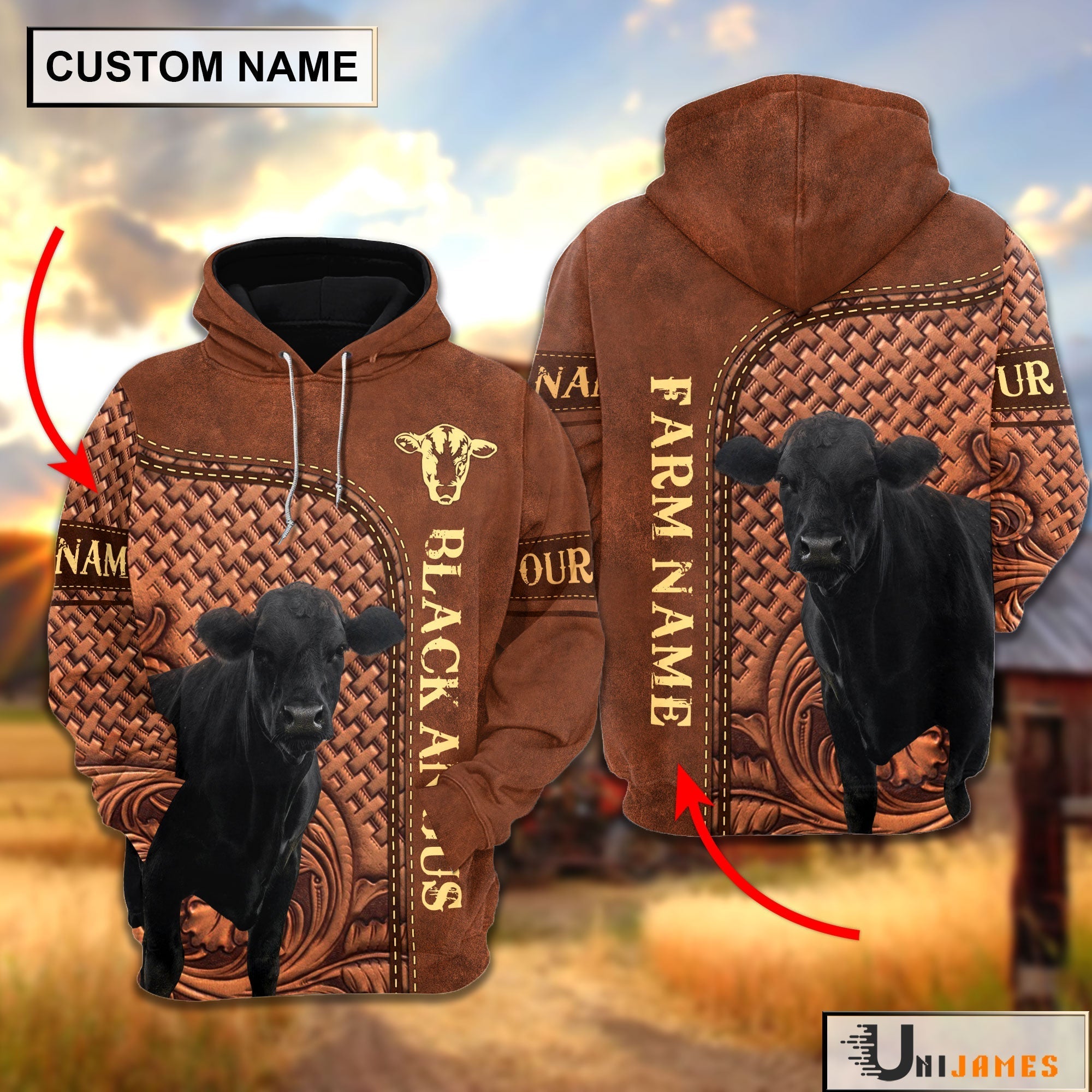 Black Angus Cattle Farming Life Personalized Name & Farm Name Hoodie