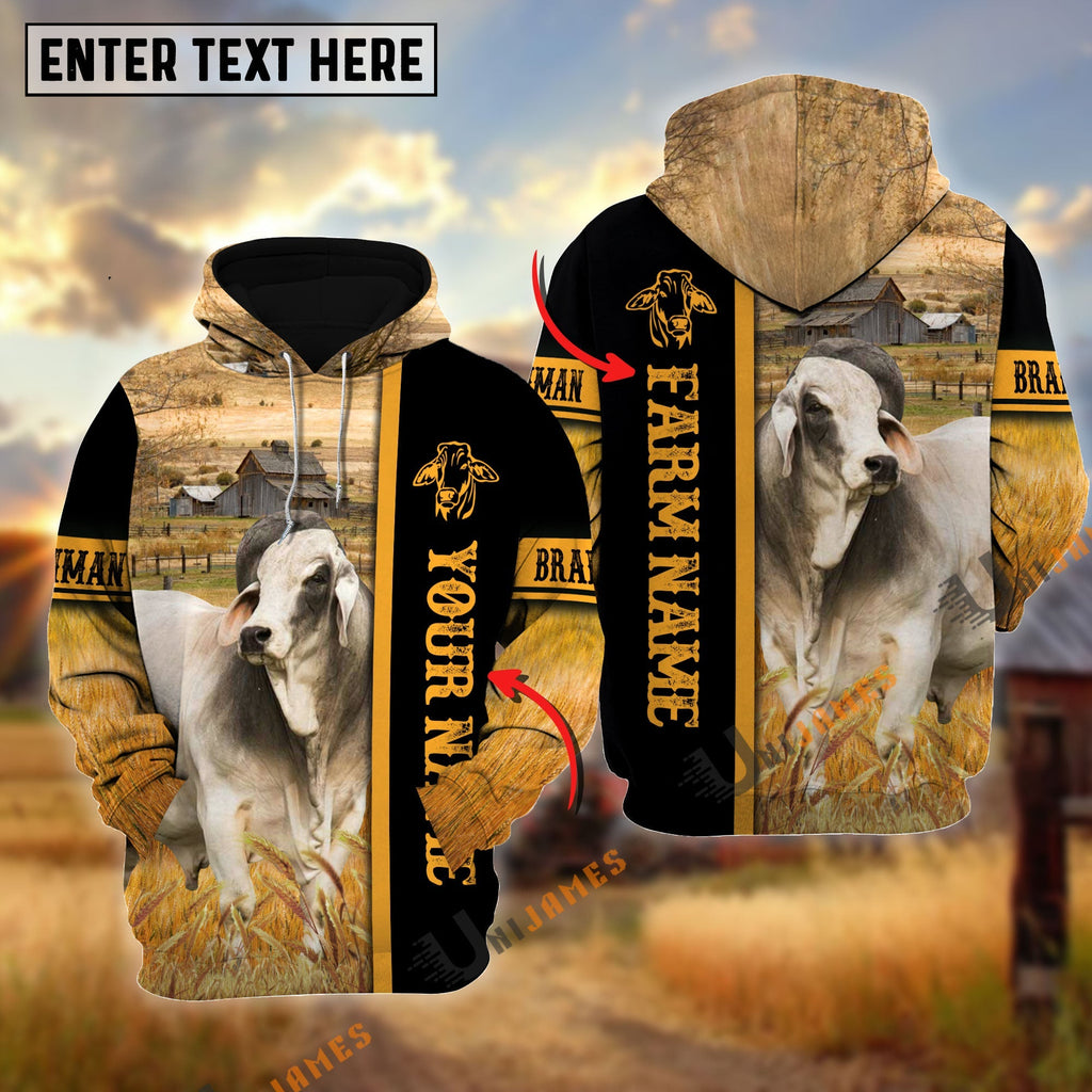 Brahman Autumn Farming Personalized Name, Farm Name 3D Hoodie