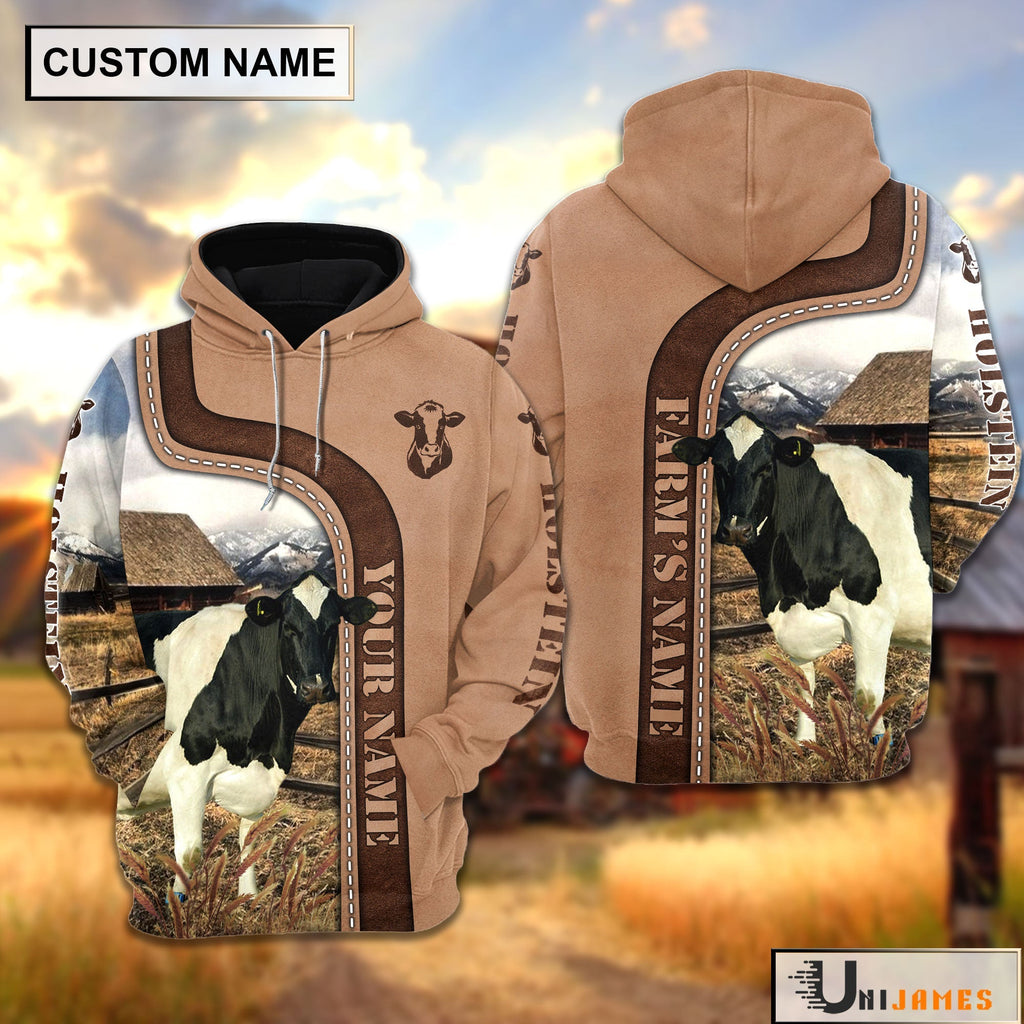 Personalized Name Holstein Light Brown Hoodie