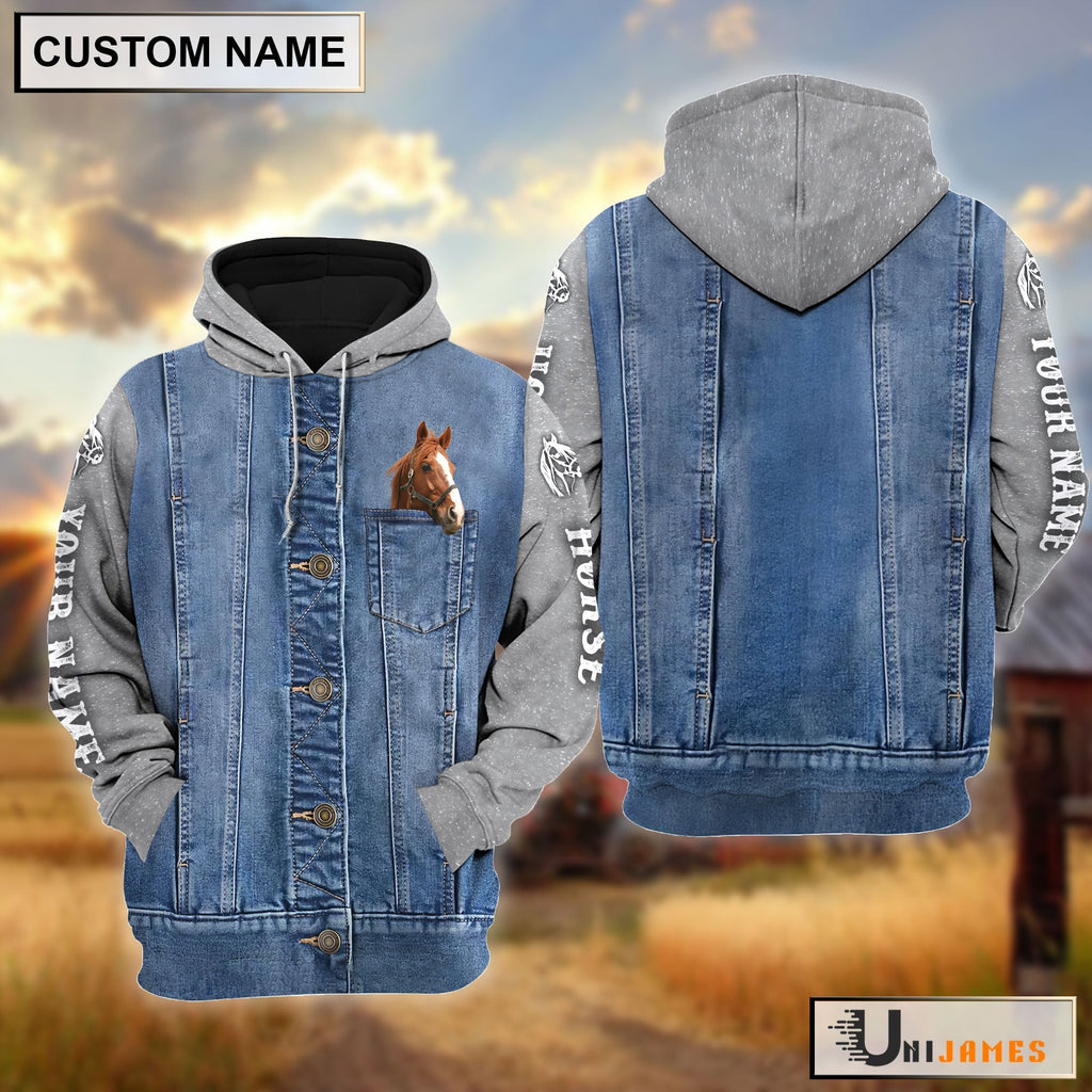 Horse Jean Pocket Pattern Personalized Hoodie