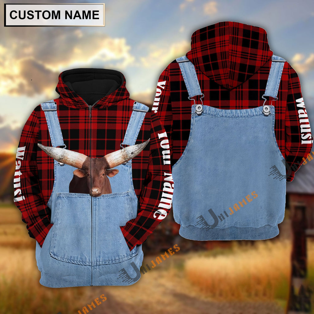 Watusi Red Jeans Pattern Personalized Name 3D Hoodie