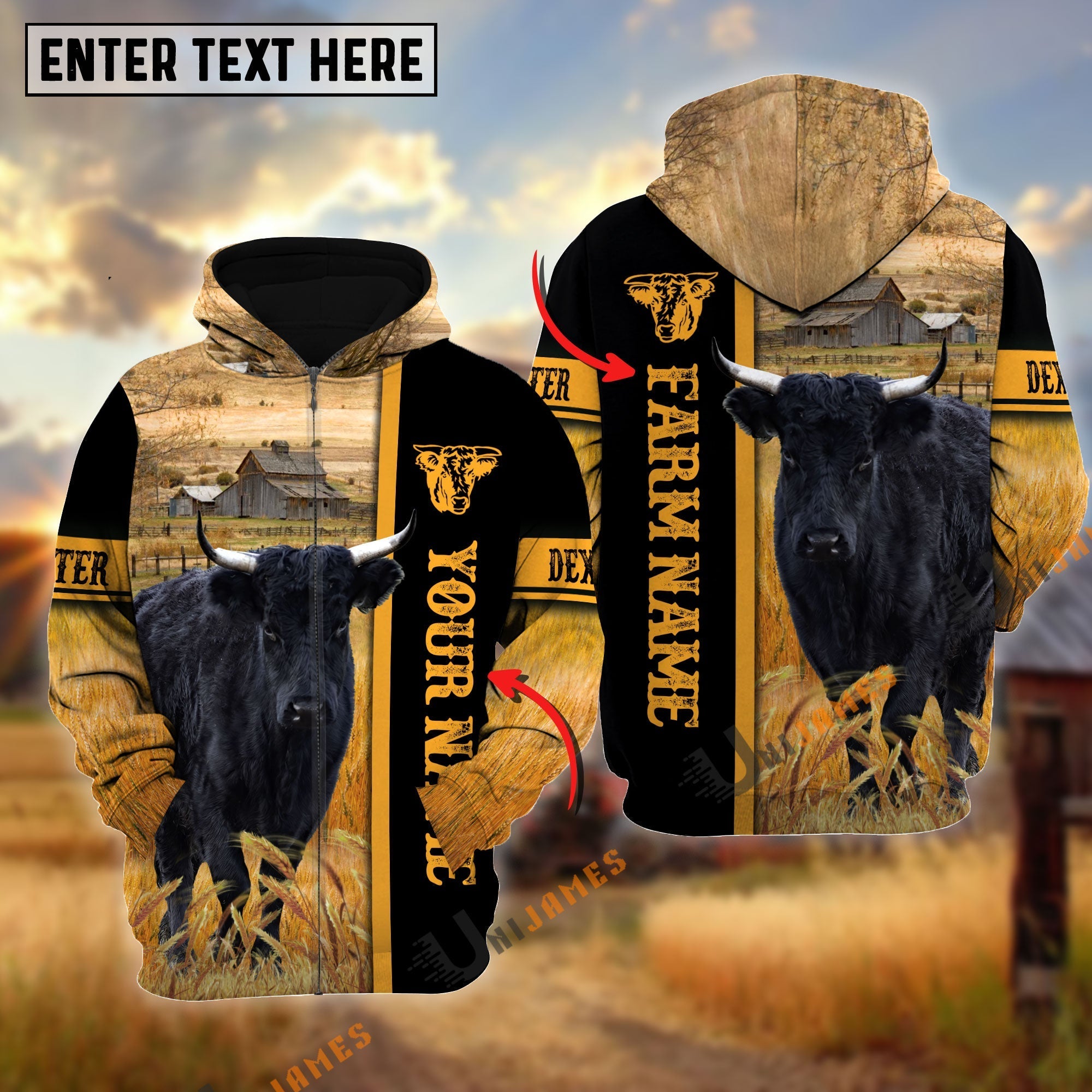 Dexter Autumn Farming Personalized Name, Farm Name 3D Hoodie