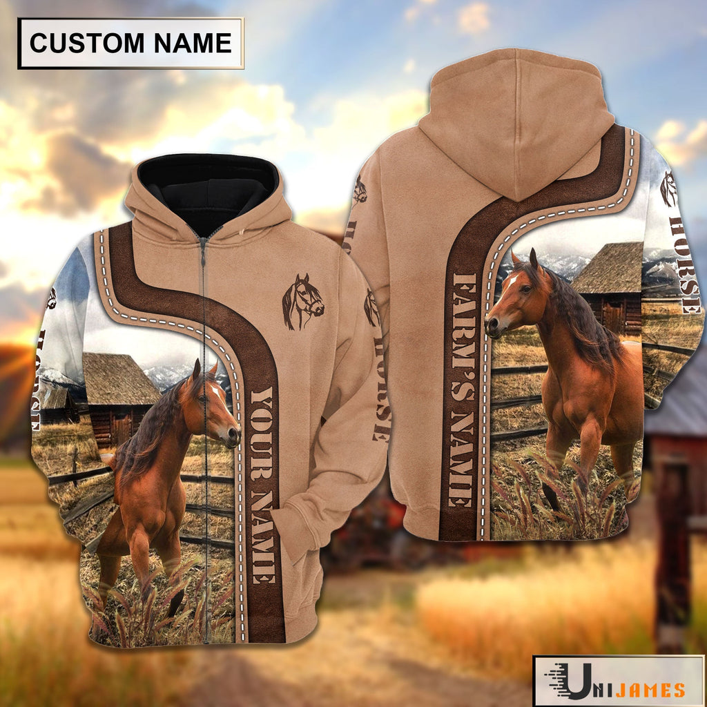 Personalized Name Horse Light Brown Hoodie