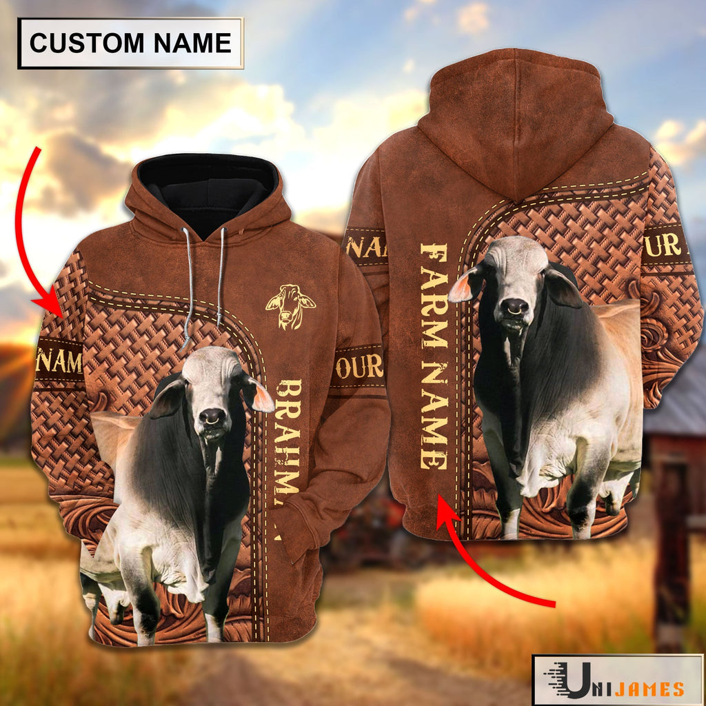 Brahman Cattle Farming Life Personalized Name & Farm Name Hoodie