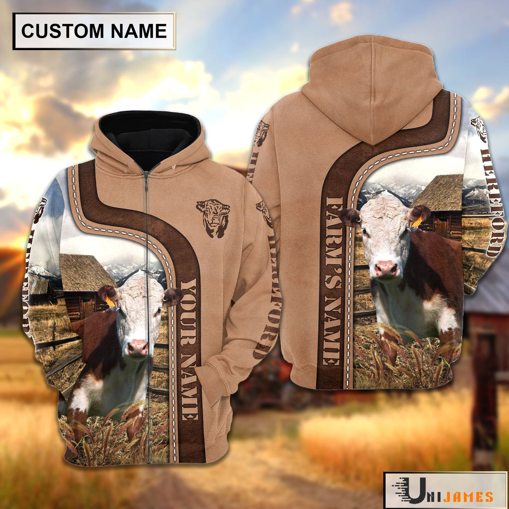 Personalized Name Hereford Light Brown Hoodie