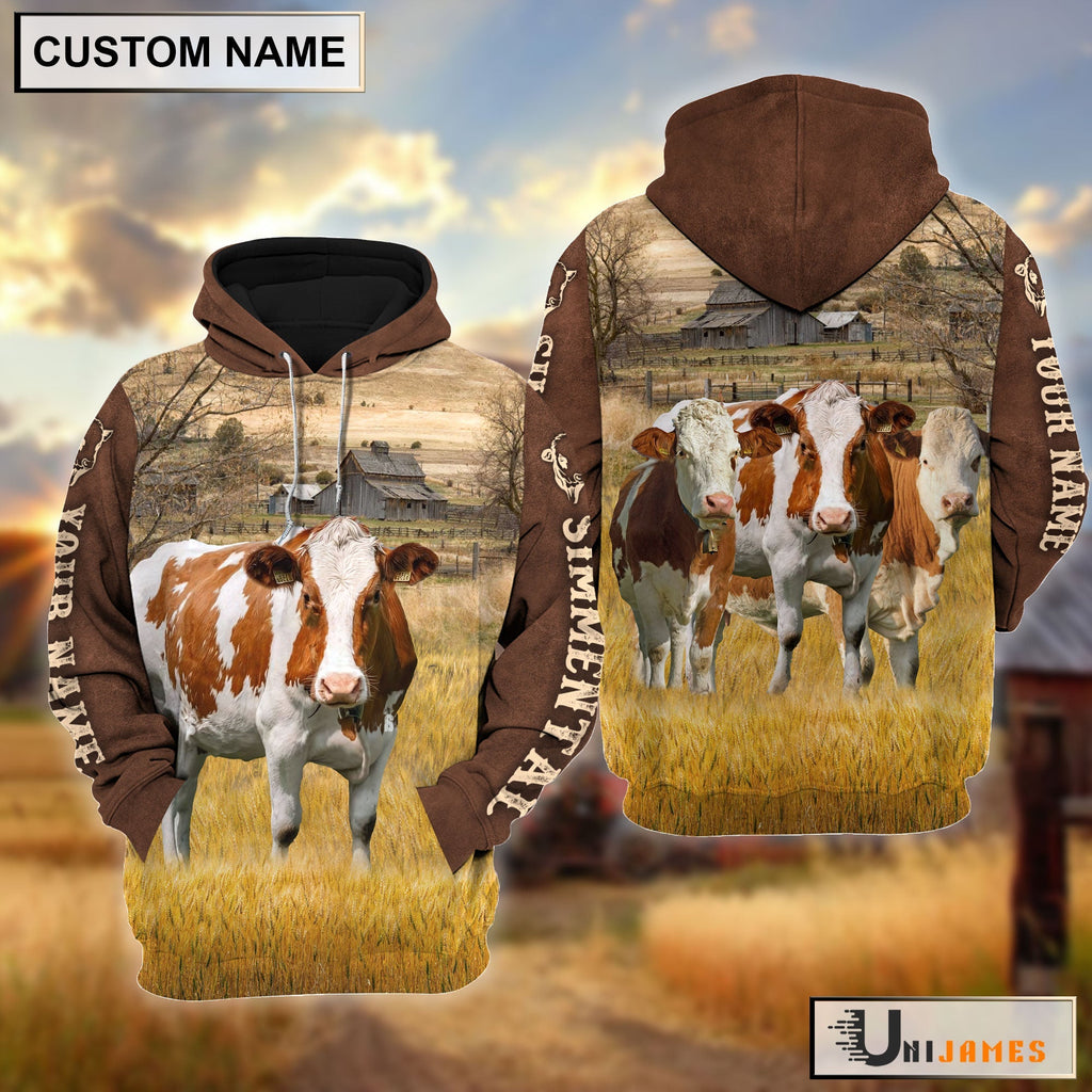 Simmental Brown Sleeve Personalized Hoodie