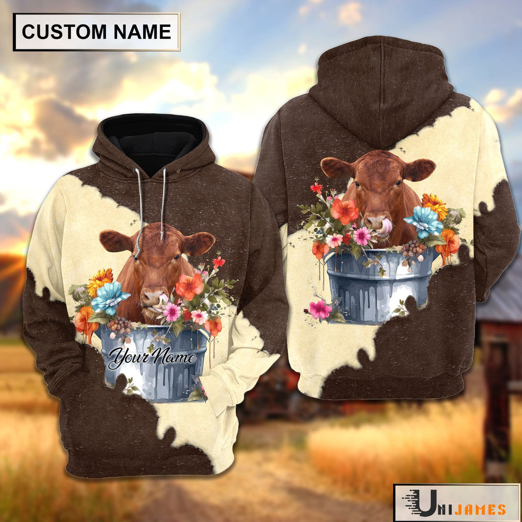 Red Angus In Bucket Brown Tie Dye Personalized Hoodie