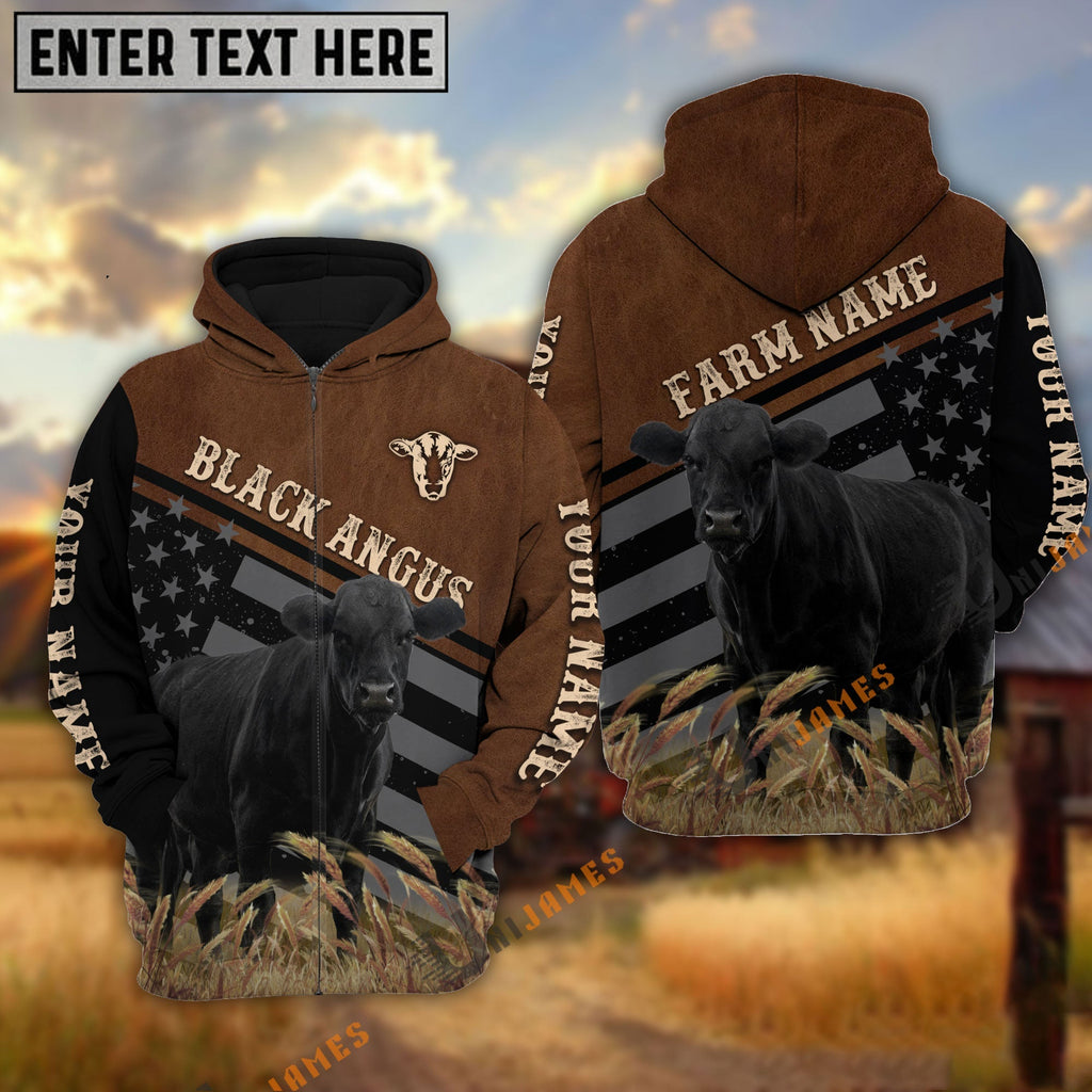 Black Angus Black & Brown Flag Pattern Personalized Hoodie