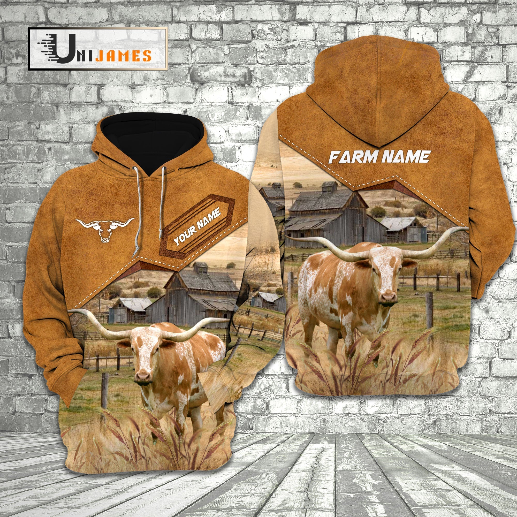 Texas Longhorn Cattle Personalized Name Farming Life 3D Hoodie