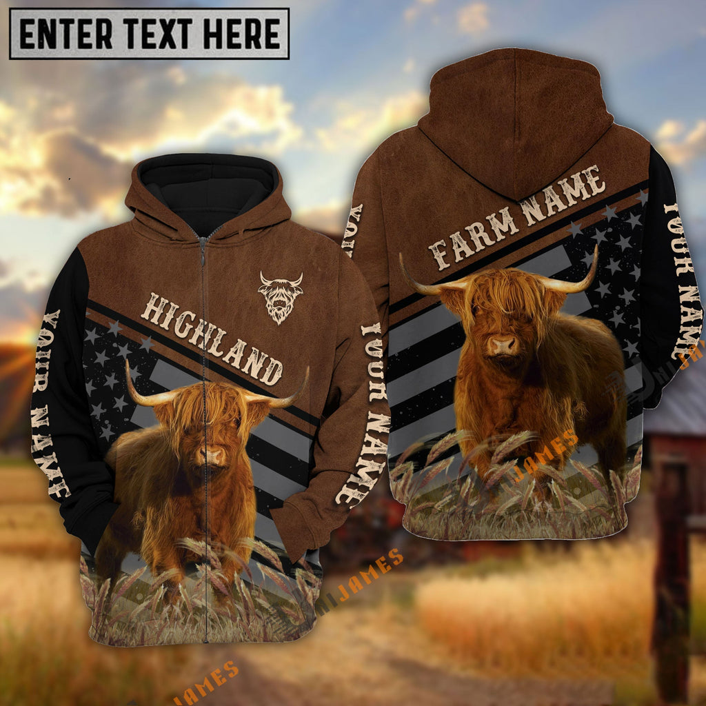 Highland Black & Brown Flag Pattern Personalized Hoodie