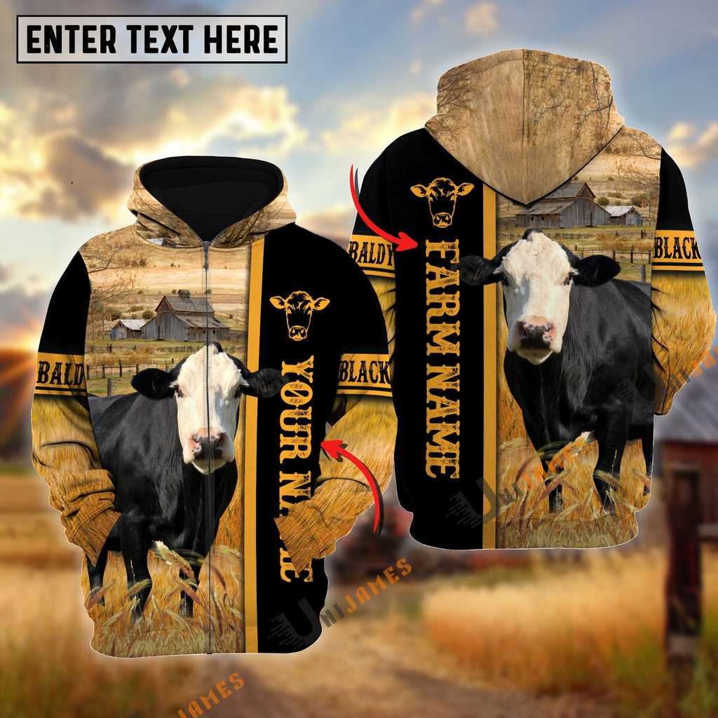 Black Baldy Autumn Farming Personalized Name, Farm Name 3D Hoodie