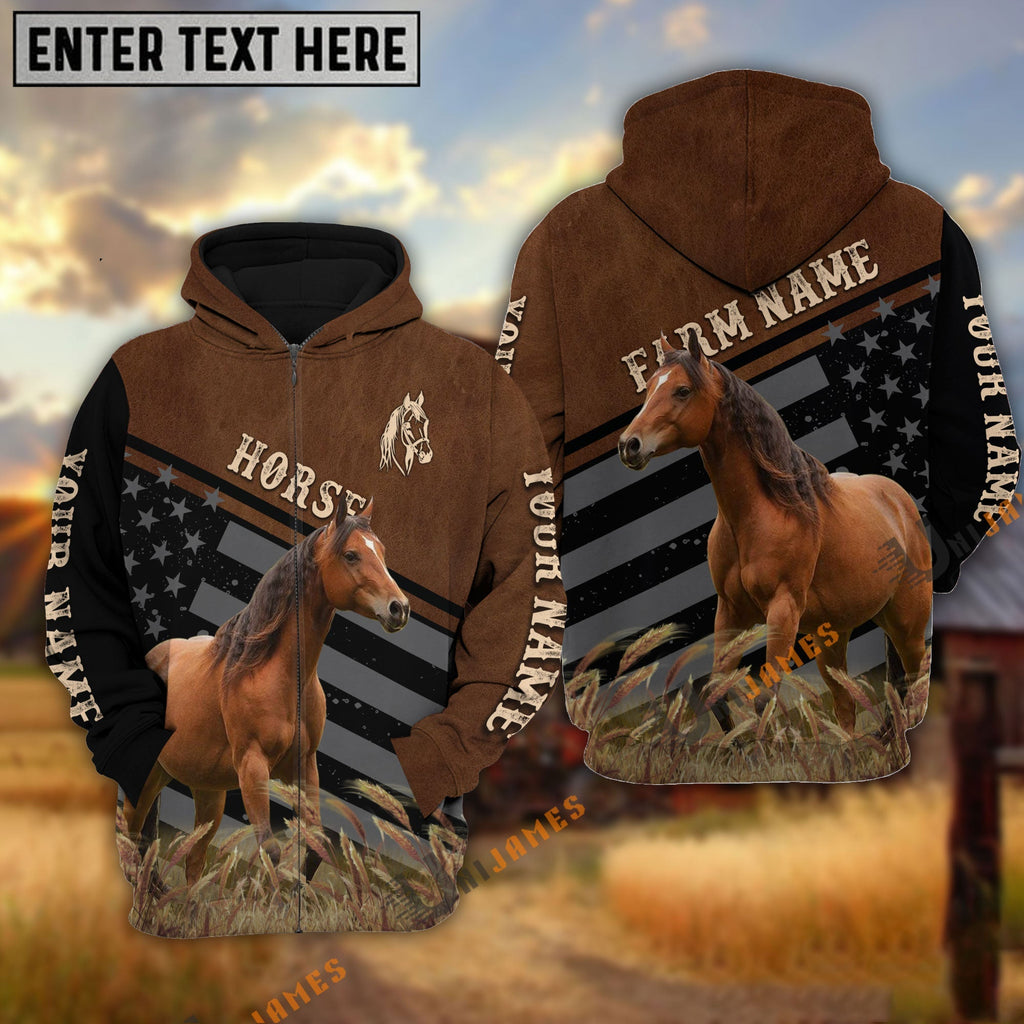 Horse Black & Brown Flag Pattern Personalized Hoodie