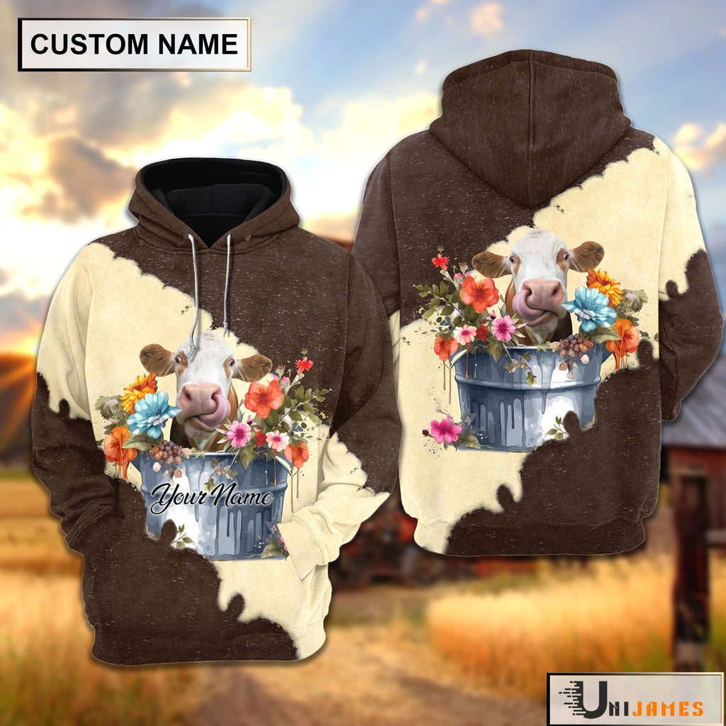 Simmental In Bucket Brown Tie Dye Personalized Hoodie