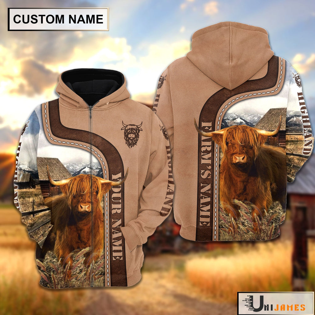 Personalized Name Highland Light Brown Hoodie