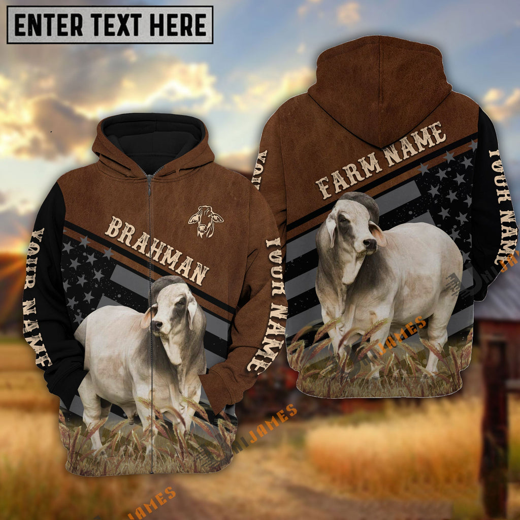 Brahman Black & Brown Flag Pattern Personalized Hoodie