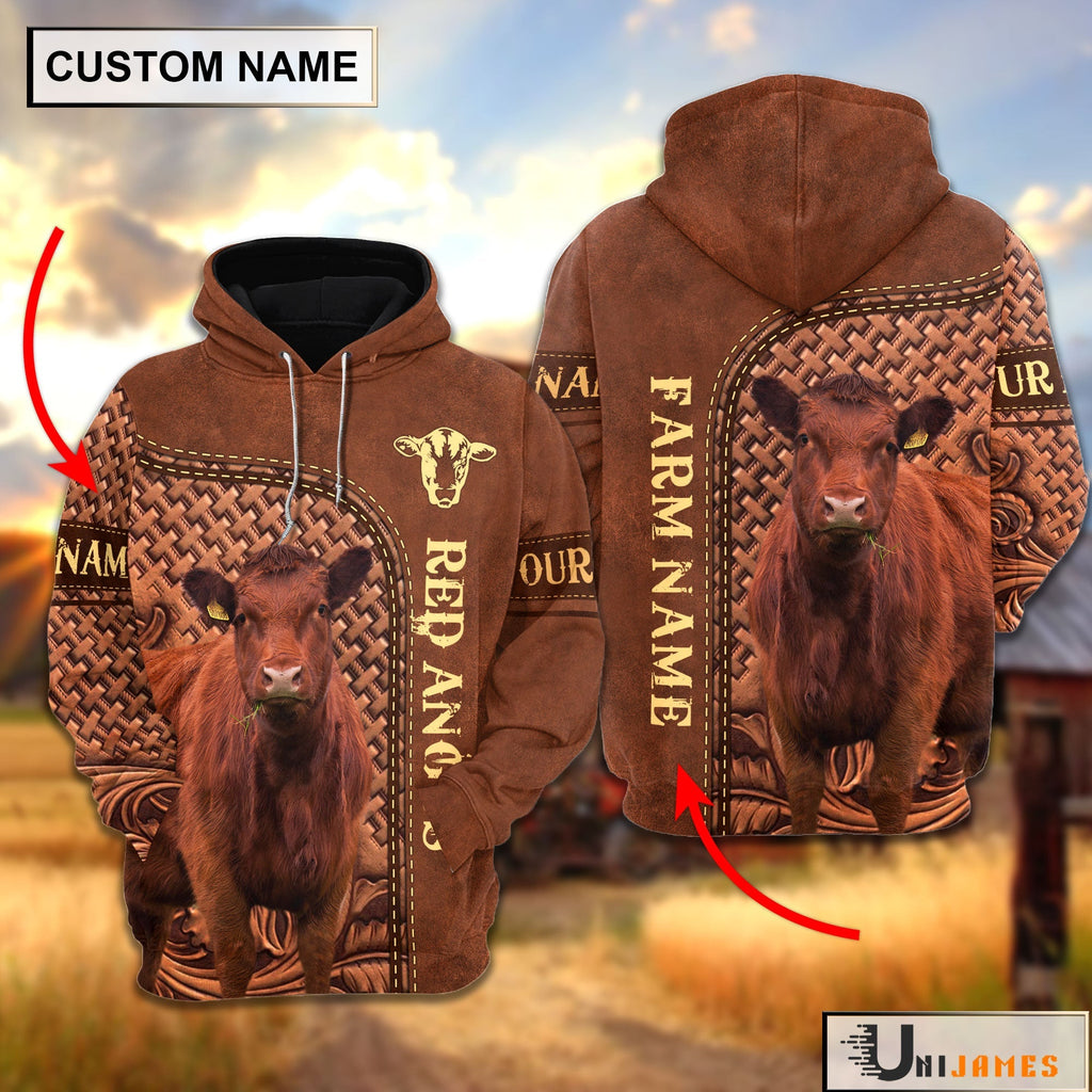 Red Angus Cattle Farming Life Personalized Name & Farm Name Hoodie