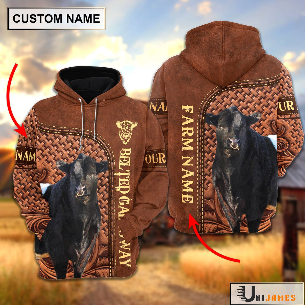 Belted Galloway Cattle Farming Life Personalized Name & Farm Name Hoodie