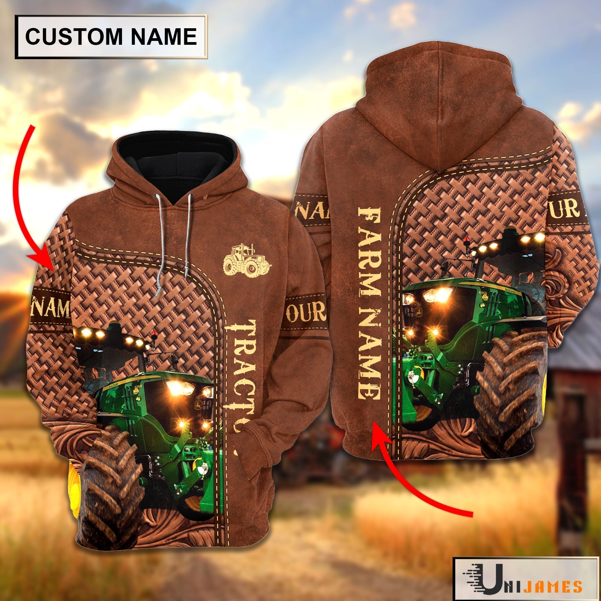 Tractor Cattle Farming Life Personalized Name & Farm Name Hoodie