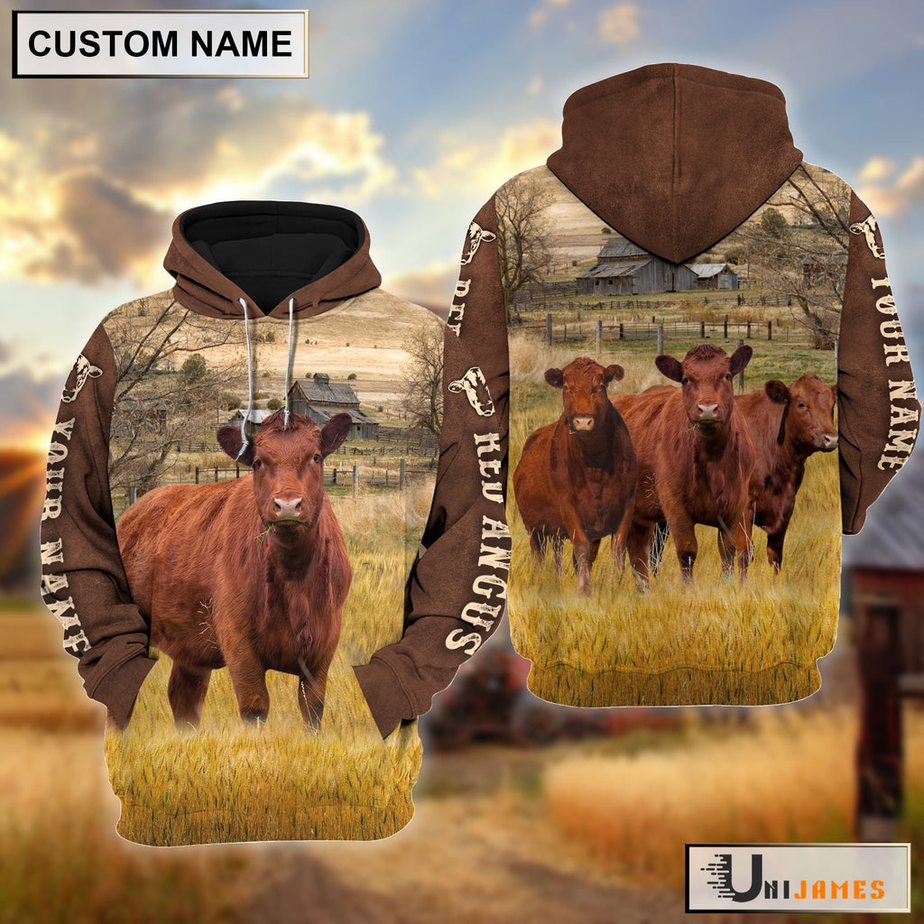 Red Angus Brown Sleeve Personalized Hoodie