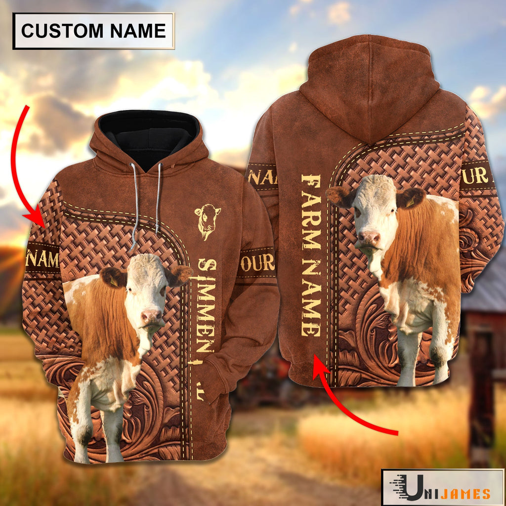 Simmental Cattle Farming Life Personalized Name & Farm Name Hoodie