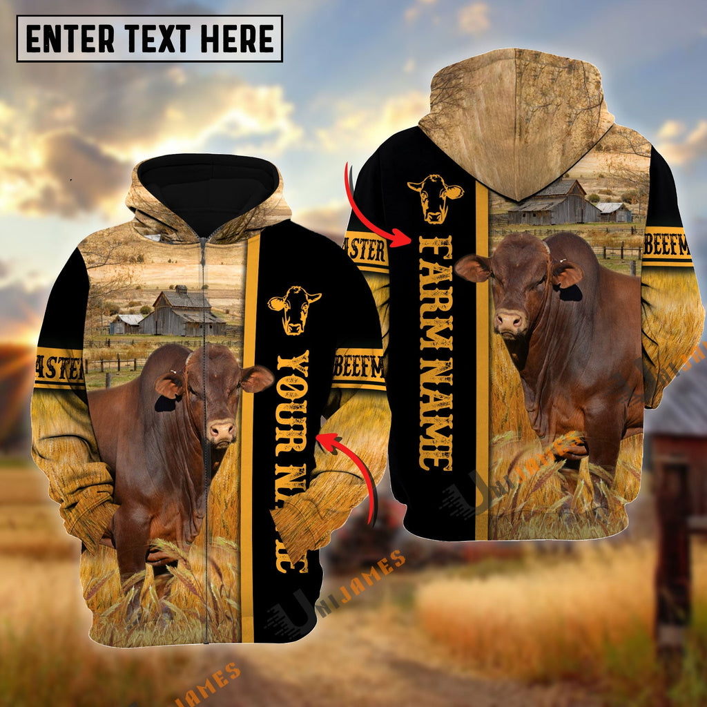 Beefmaster Autumn Farming Personalized Name, Farm Name 3D Hoodie