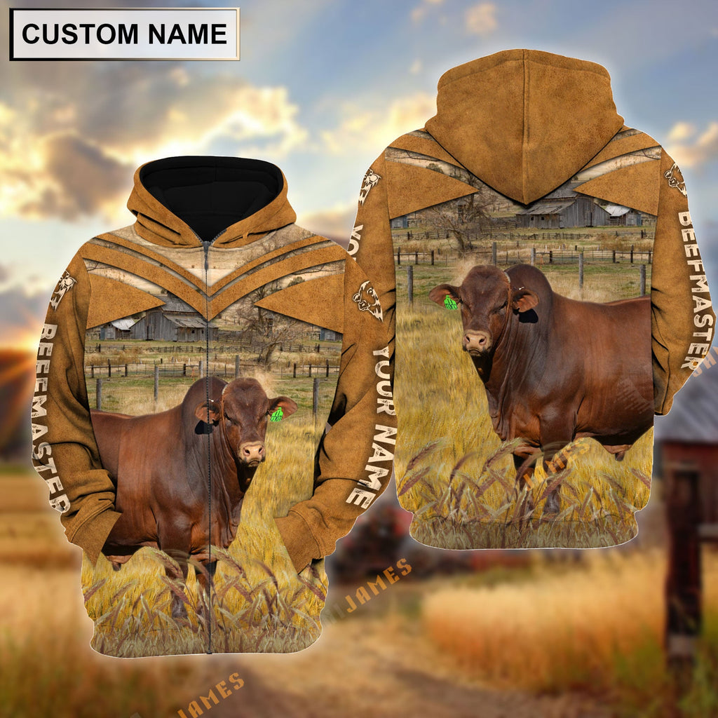 Personalized Name Beefmaster Brown Pattern 3D Hoodie