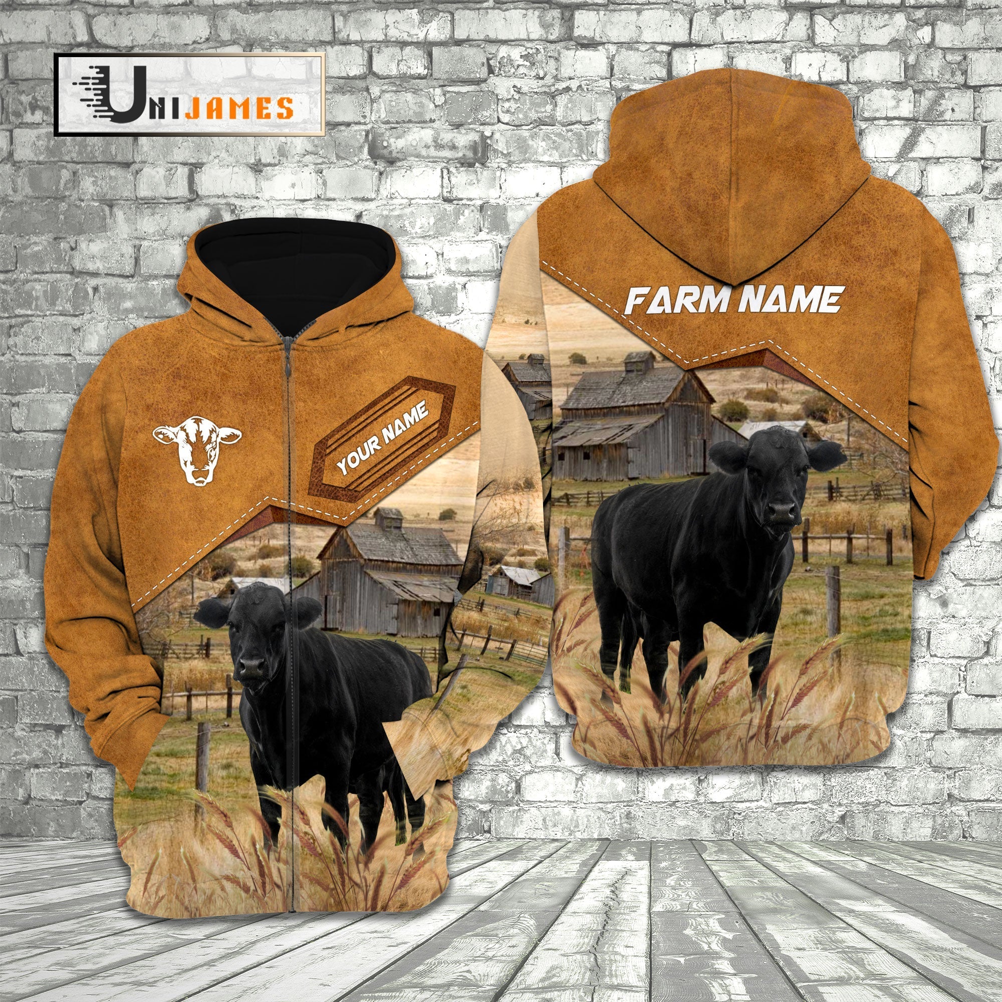 Black Angus Cattle Personalized Name Farming Life 3D Hoodie
