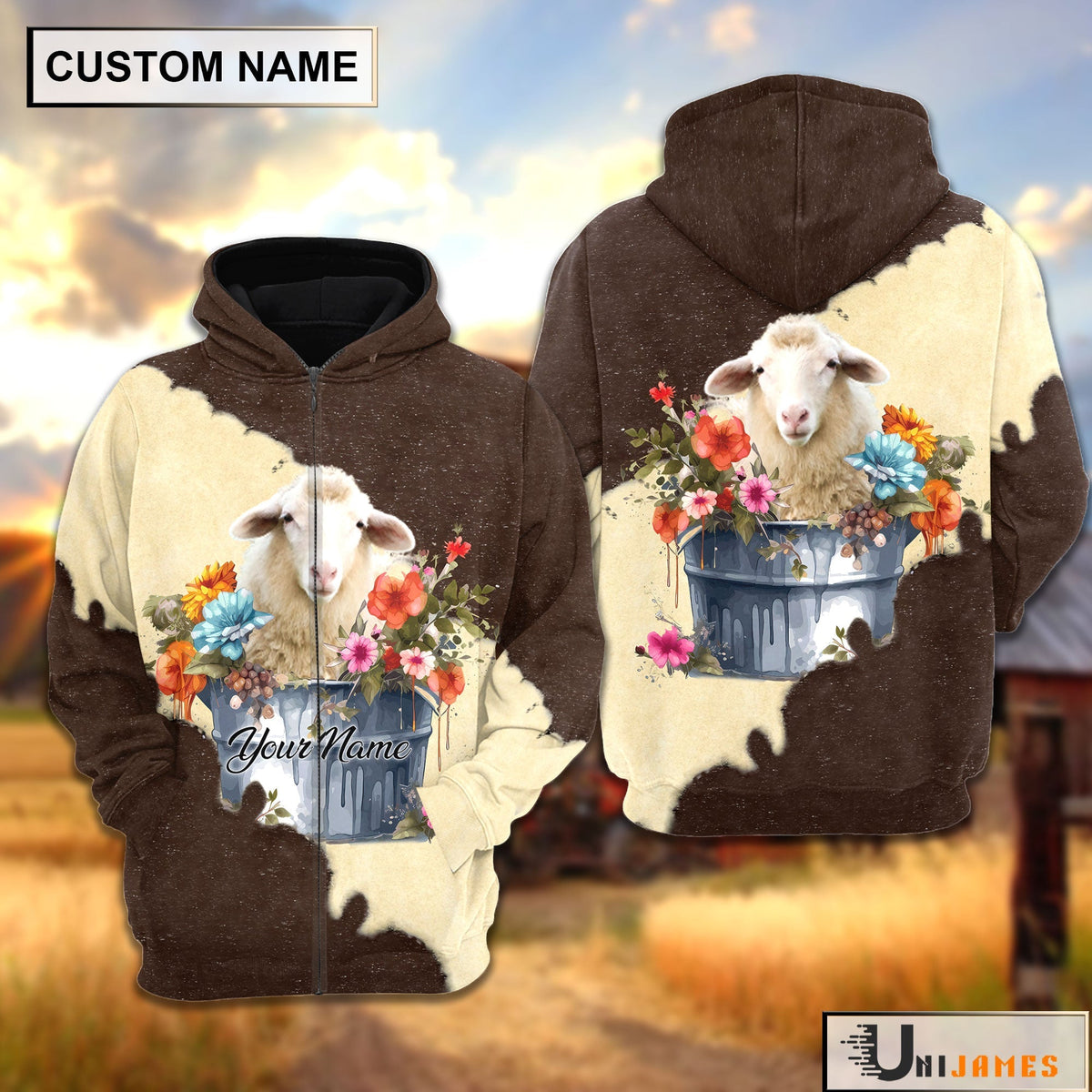 Sheep In Bucket Brown Tie Dye Personalized Hoodie