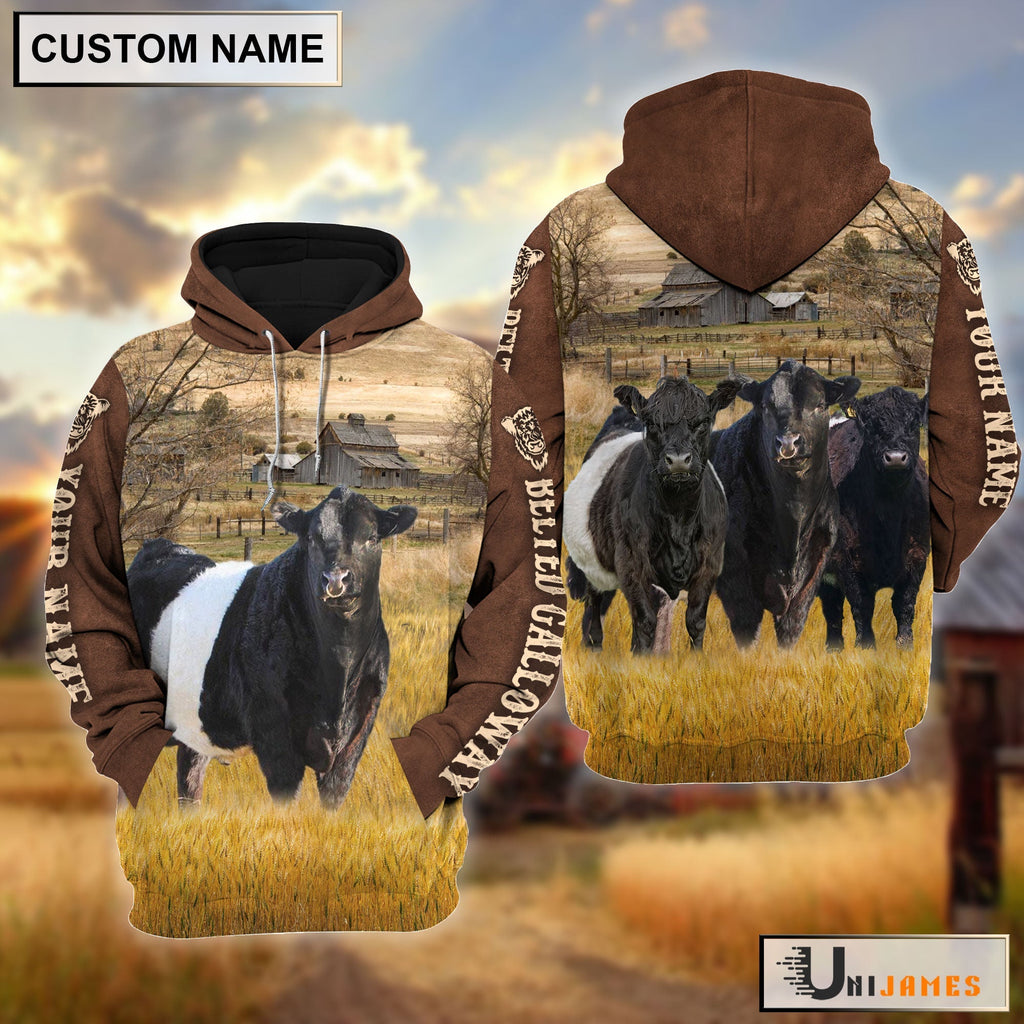 Belted Galloway Brown Sleeve Personalized Hoodie