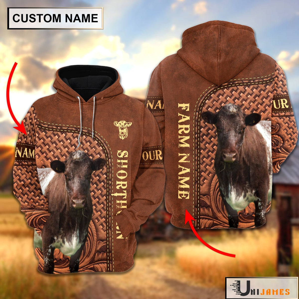 Shorthorn Cattle Farming Life Personalized Name & Farm Name Hoodie