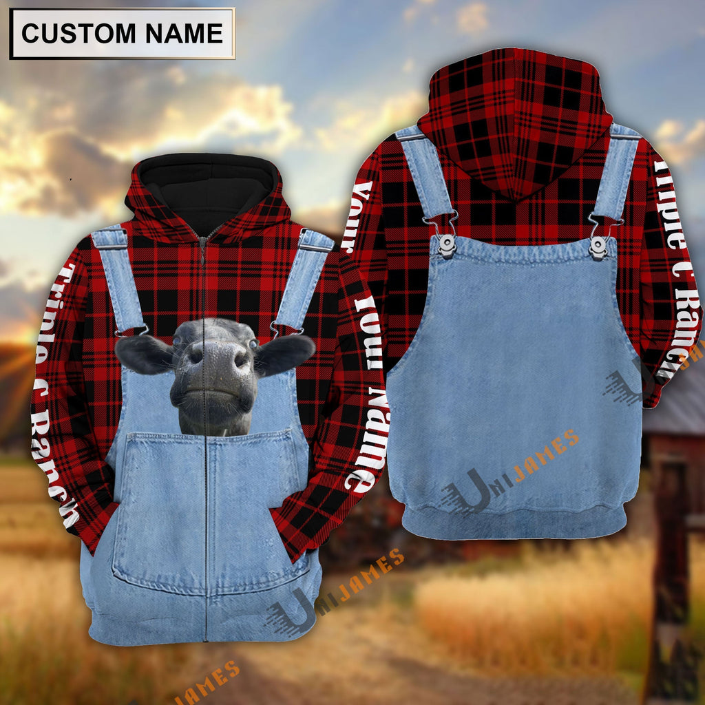 Cattle of Bryan Wiseman Red Jeans Pattern Personalized Name 3D Hoodie