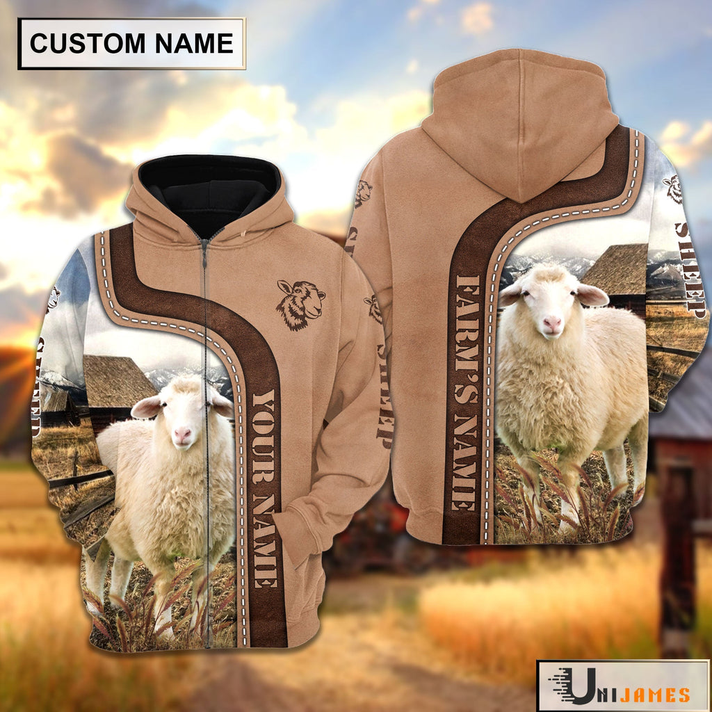 Personalized Name Sheep Light Brown Hoodie