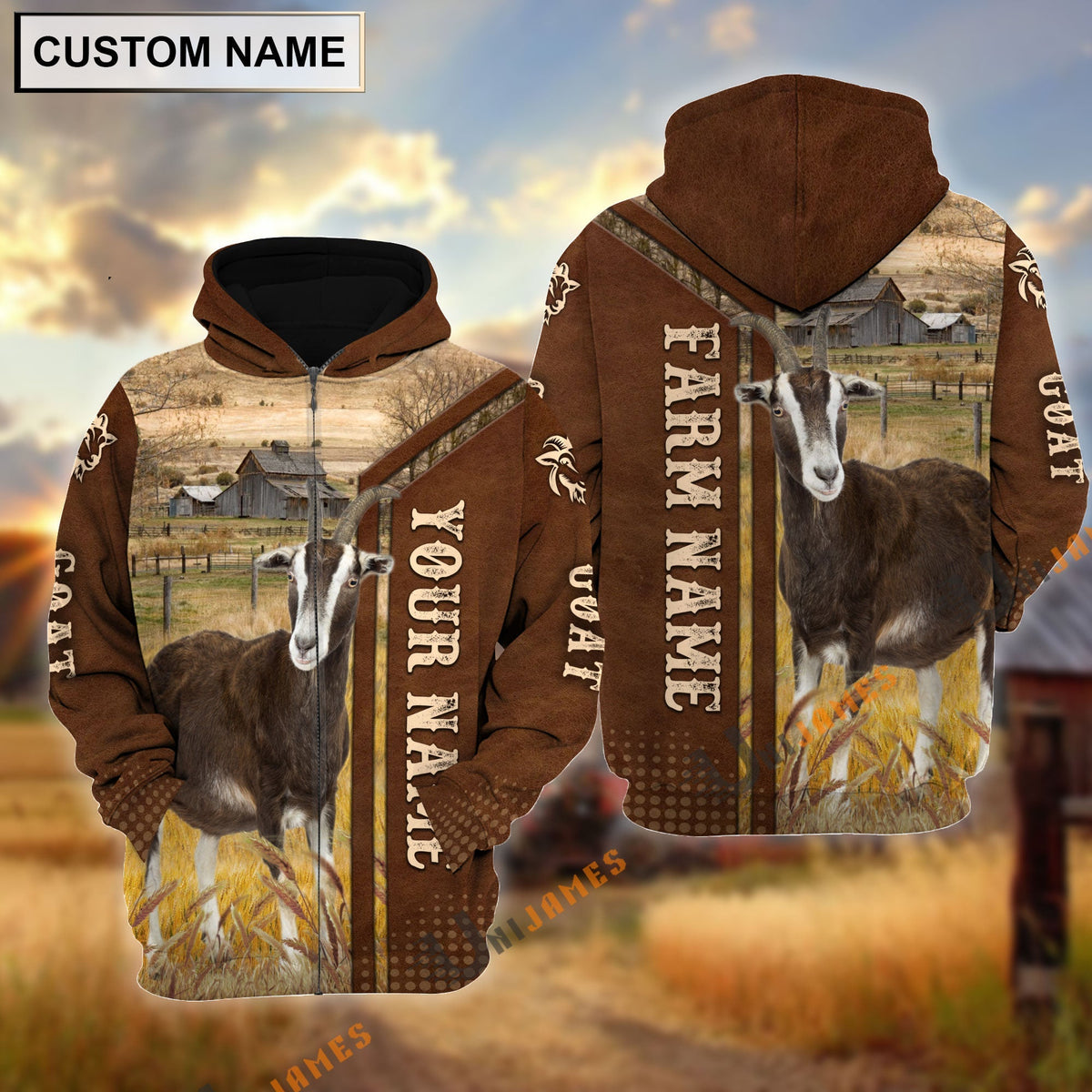 Goat Personalized Name, Farm Name 3D Hoodie