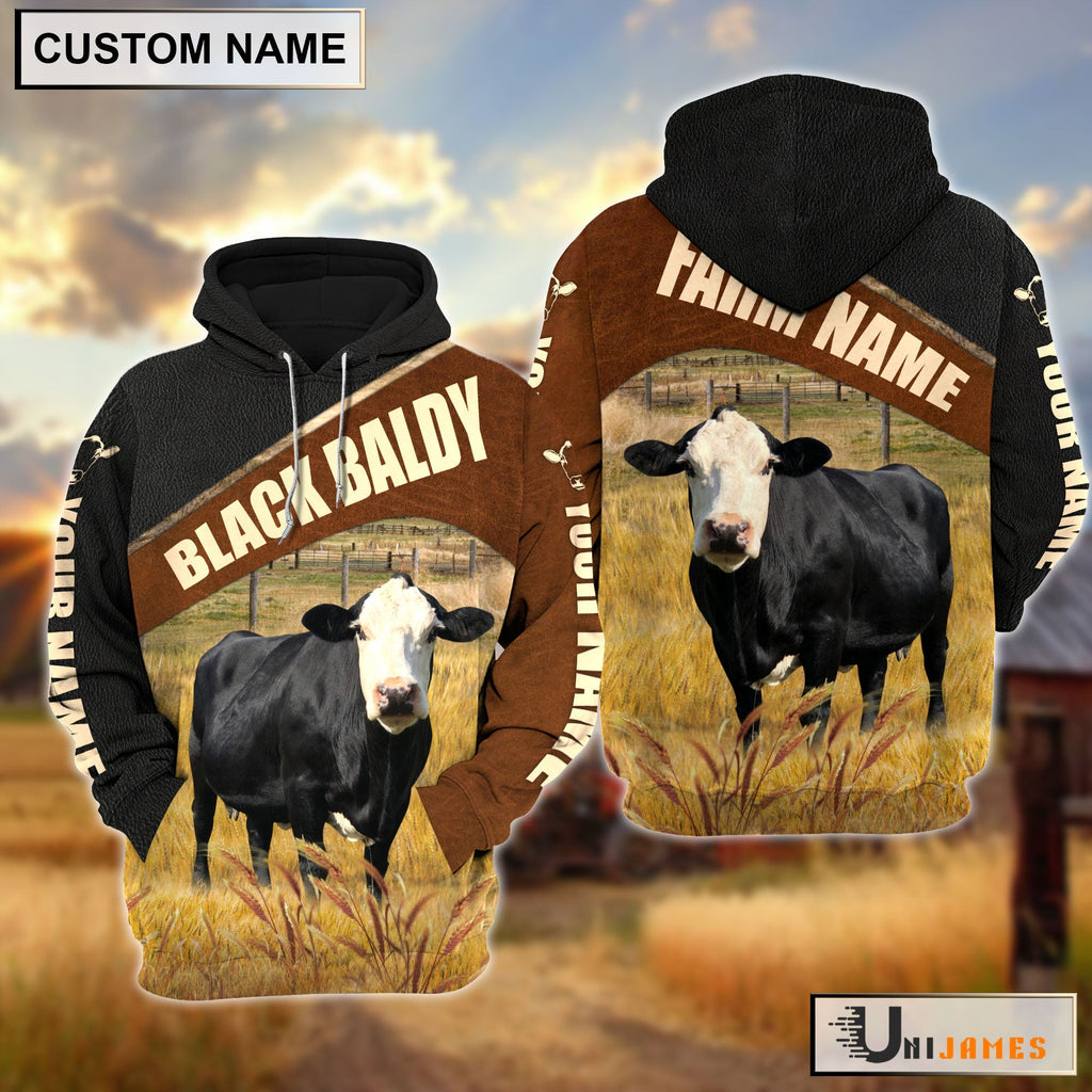 Personalized Name & Farm Name Black Baldy Cattle Hoodie